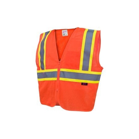 Gss Safety GSS Safety 1006 Standard Class 2 Two Tone Mesh Zipper Safety Vest, Orange, Medium 1006-MD